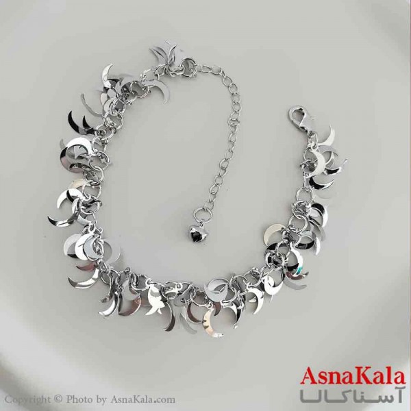 پابند دخترانه استیل پینترستی مدل نقره ای ماه کد PNB1720W