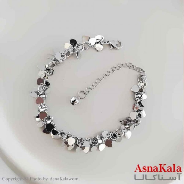 پابند دخترانه استیل پینترستی مدل نقره ای قلب کد PNB1721W