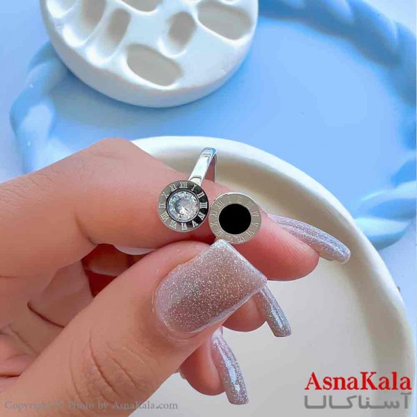 انگشتر زنانه استیل مینیمال طرح بولگاری نقره ای کد ANG19710W