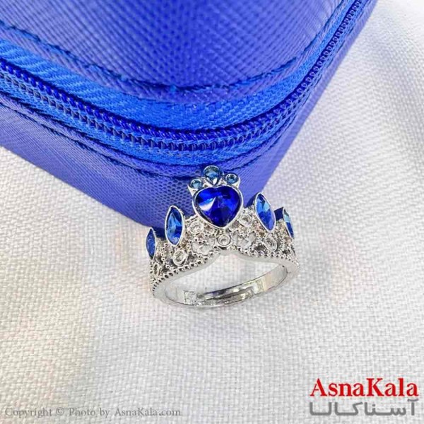 انگشتر زنانه استیل مینیمال مدل راپونزل آبی کد ANG19723W