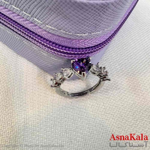 انگشتر زنانه استیل مینیمال مدل تک نگین قلبی کد ANG19726W