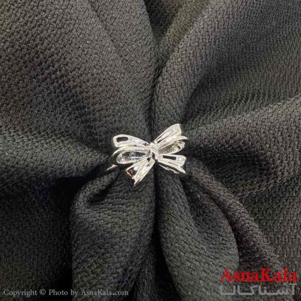 انگشتر زنانه استیل مینیمال مدل پاپیون نقره ای کد ANG19729W