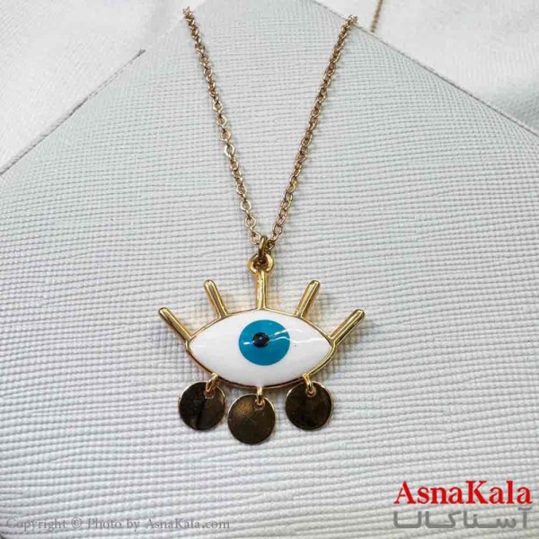 گردنبند زنانه استیل مینیمال طرح چشم آویزدار کد GNB161303W