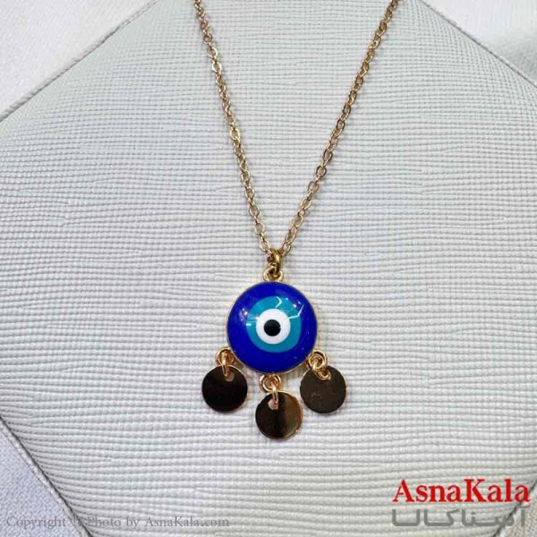 گردنبند زنانه استیل مینیمال مدل چشم نظر آبی کد GNB161306W
