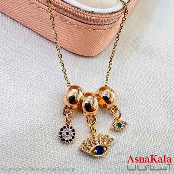 گردنبند زنانه استیل مینیمال مدل سه آویزه کد GNB161312W