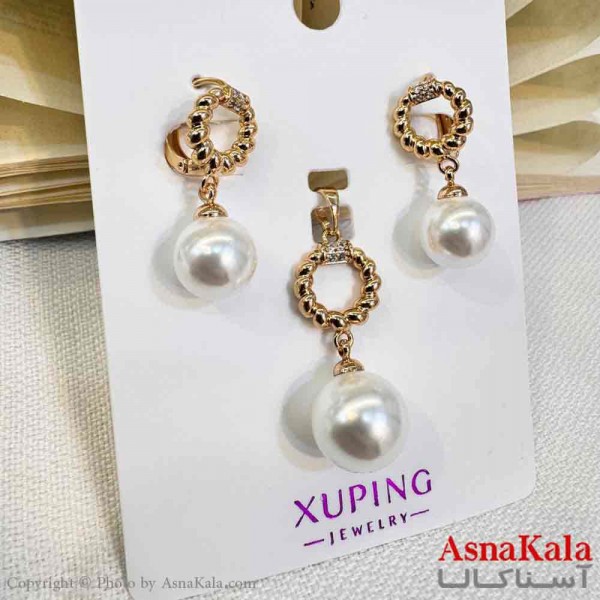 نیم ست زنانه ژوپینگ مدل مروارید شامل گوشواره و گردنبند  کد NIM14693W