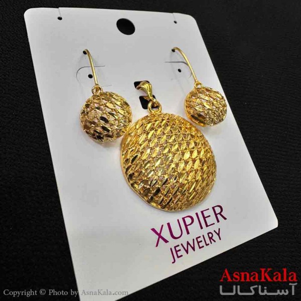 نیم ست زنانه ژوپیر مدل دایره توری شامل گوشواره و گردنبند  کد NIM14703W