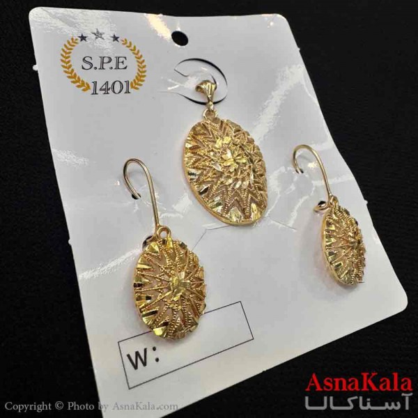 نیم ست زنانه شامل گردنبند و گوشواره  طلاروس مدل دایره  کد NIM14710W