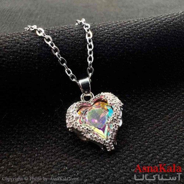 گردنبند زنانه استیل مینیمال مدل قلب سفید کد GNB161322W