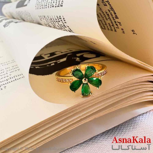 انگشتر زنانه YSX مدل  گل سبز  ANG19750W
