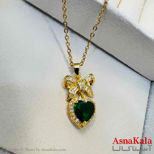 گردنبند زنانه استیل مینیمال مدل قلب پاپیون طلایی کد GNB161325W