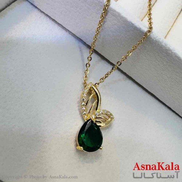 گردنبند زنانه استیل مینیمال مدل سنگ پروانه  کد GNB161327W