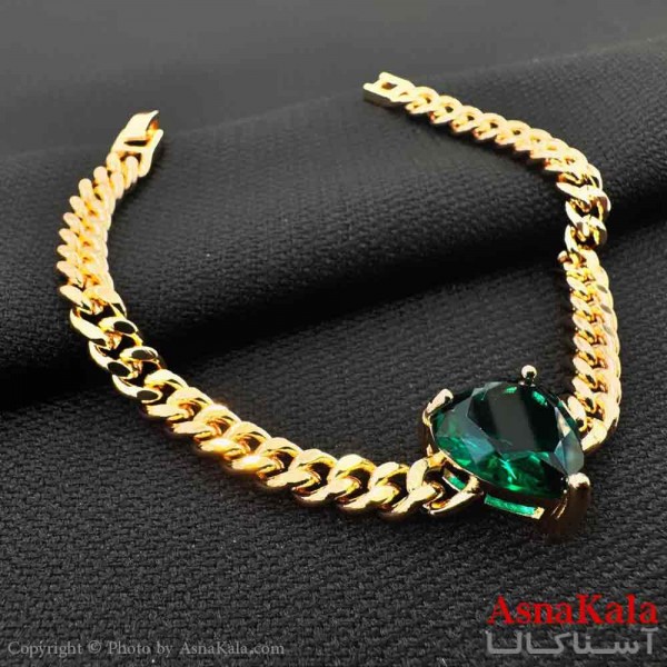دستبند زنانه YSX مدل قلب نگین سبز کد DSB18795W