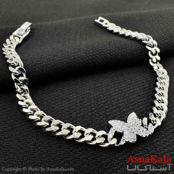 دستبند زنانه YSX شیک مدل cartier نقره ای پروانه کد DSB18802W