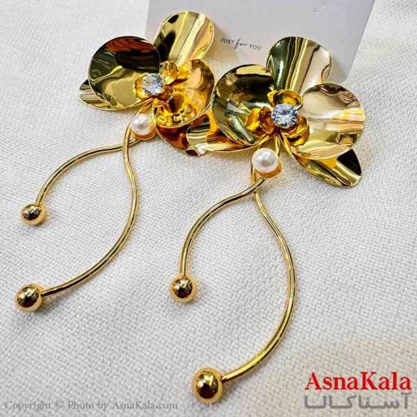 گوشواره استیل مینیمال دخترانه مدل گل سه پر کد GSH151029W