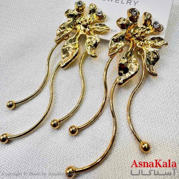 گوشواره استیل مینیمال دخترانه مدل آویز طلایی کد GSH151031W