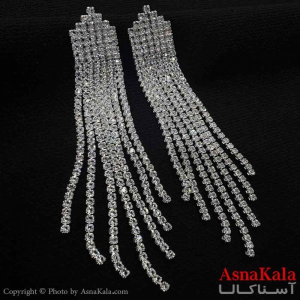 گوشواره استیل مینیمال دخترانه مدل  آویزی نگینی کد GSH151034W