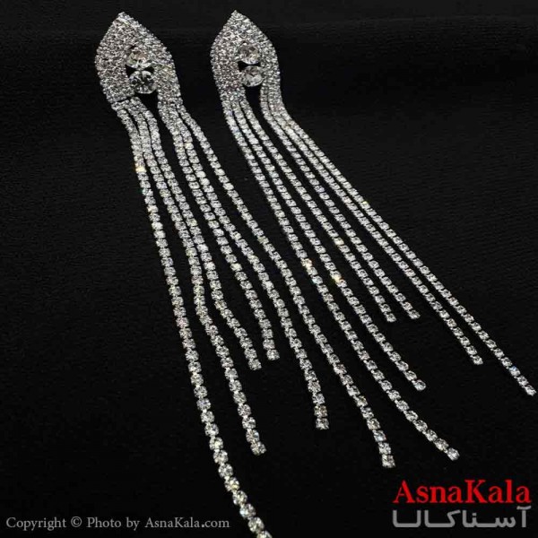 گوشواره استیل مینیمال دخترانه مدل  آویزی نگینی کد GSH151035W