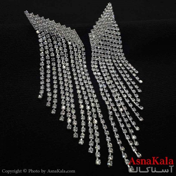 گوشواره شیک زنانه مدل  آویز فول نگین کد GSH151036W