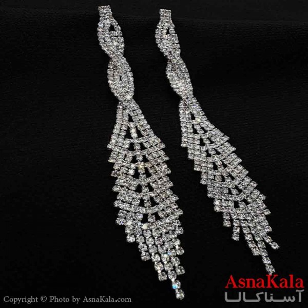 گوشواره شیک زنانه مدل  پیچی فول نگین کد GSH151041W