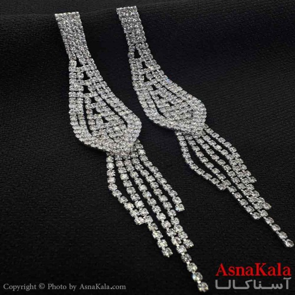 گوشواره شیک زنانه مدل آویزی نگینی کد GSH151044W