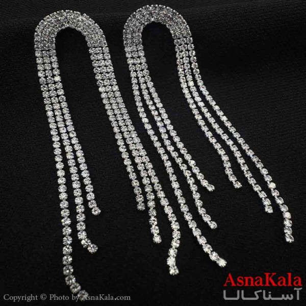 گوشواره شیک زنانه مدل ریسه ای نگینی کد GSH151045W