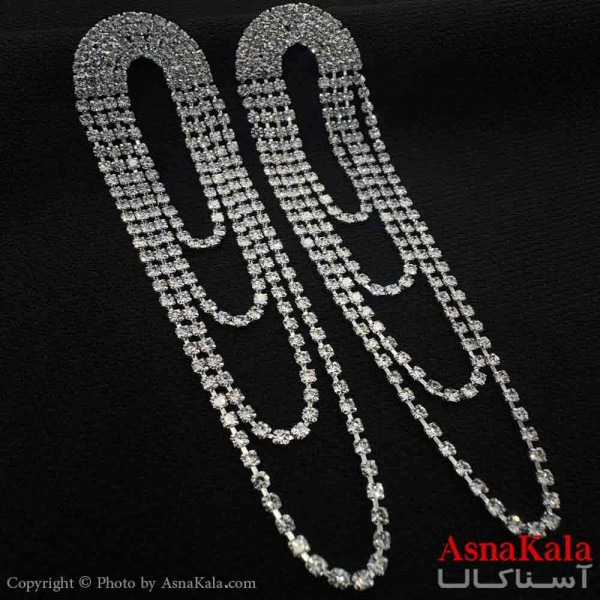 گوشواره شیک زنانه مدل ریسه ای فول نگین کد GSH151046W