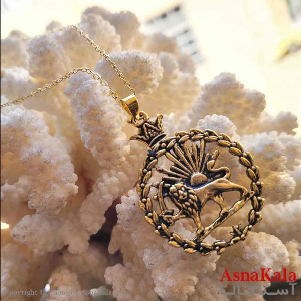 گردنبند مردانه و پسرانه استیل مدل شیر و خورشید کد GNB161342W