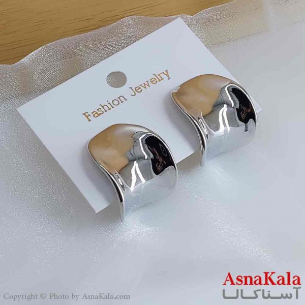 گوشواره استیل مینیمال زنانه مدل نقره ای کد GSH151050W