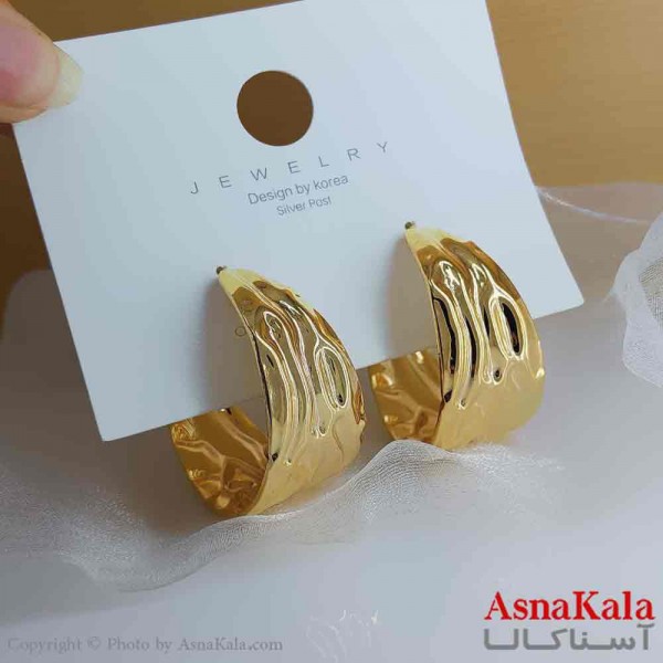 گوشواره فشن استیل مینیمال زنانه مدل حلقه ای طلایی  کد GSH151058W