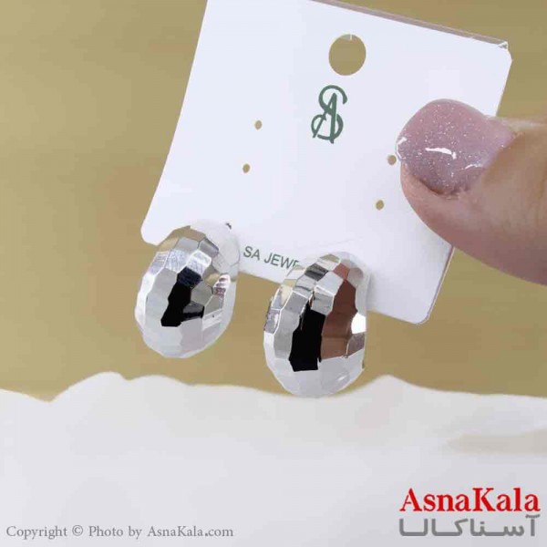 گوشواره استیل مینیمال زنانه مدل گوی نقره ای  کد GSH151064W