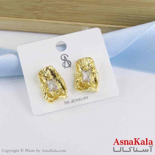 گوشواره استیل مینیمال زنانه مدل گل طلایی  کد GSH151071W