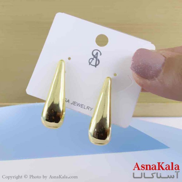 گوشواره استیل مینیمال زنانه مدل اشک طلایی  کد GSH151074W