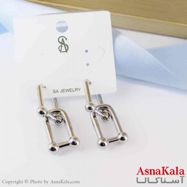 گوشواره استیل مینیمال زنانه مدل تیفانی نقره ای  کد GSH151075W