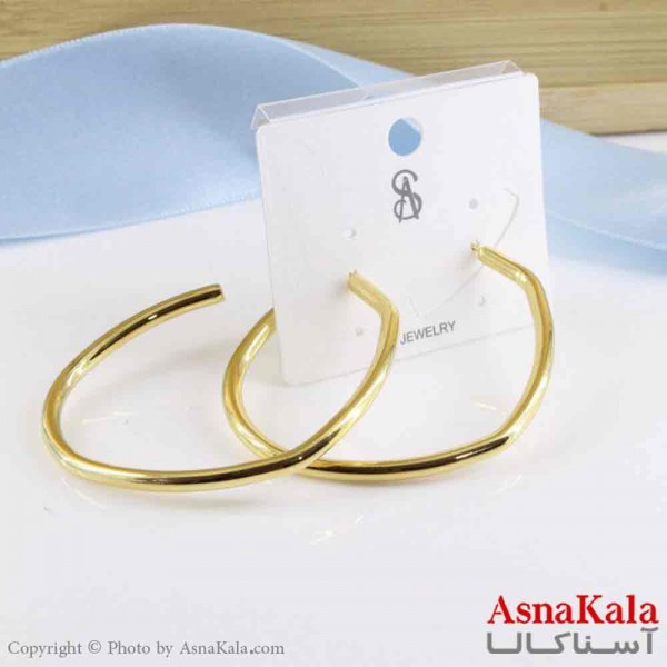 گوشواره استیل مینیمال زنانه مدل حلقه ای طلایی  کد GSH151077W