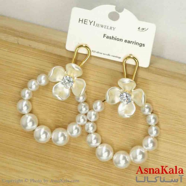 گوشواره استیل مینیمال زنانه مدل گرد مرواریدی  کد GSH151083W