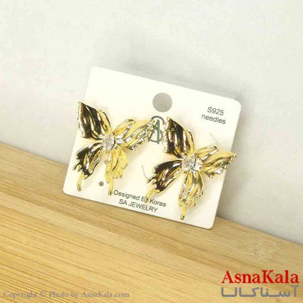 گوشواره استیل مینیمال زنانه مدل پروانه طلایی  کد GSH151089W