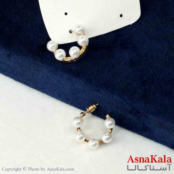 گوشواره استیل مینیمال زنانه مدل حلقه ای مرواریدی کد GSH151109W