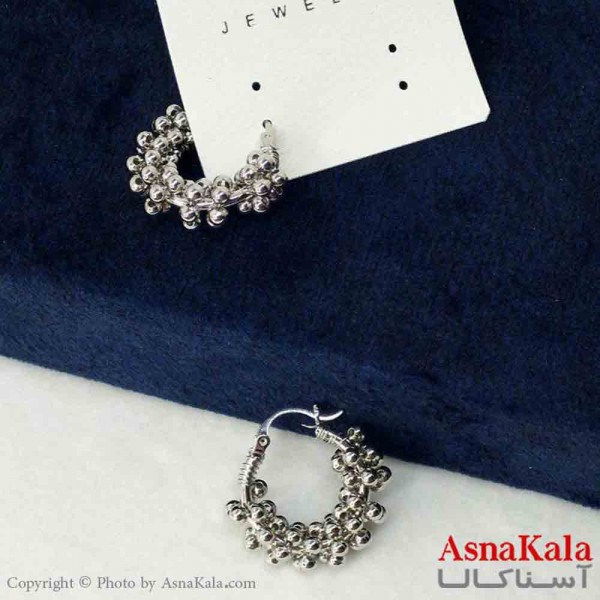 گوشواره استیل مینیمال زنانه مدل گوی نقره ای کد GSH151115W