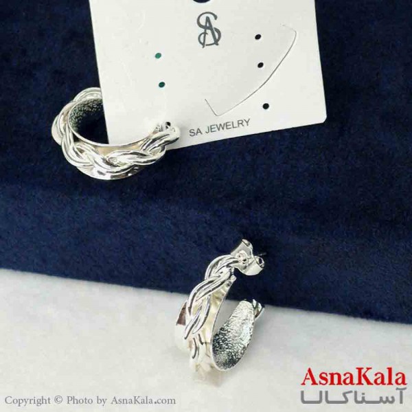 گوشواره استیل مینیمال زنانه مدل حلقه ای طرحدار کد GSH151116W