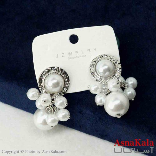 گوشواره استیل مینیمال زنانه مدل مروارید سفید کد GSH151118W