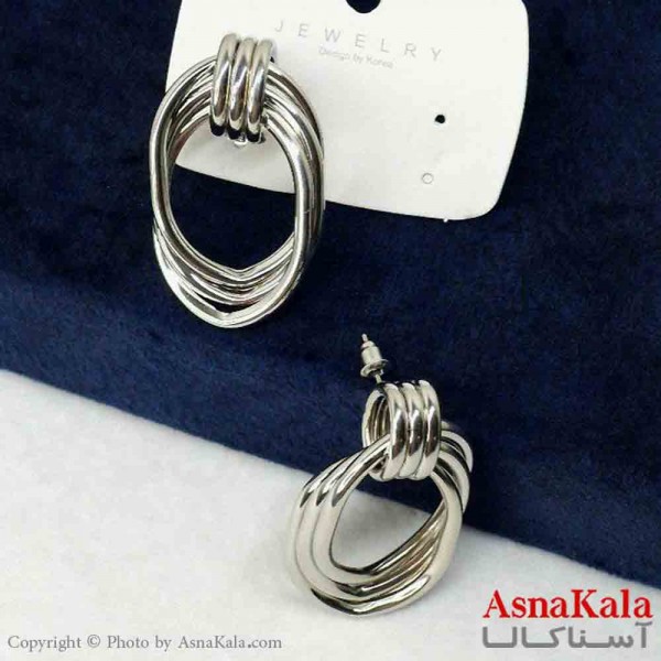گوشواره استیل مینیمال زنانه مدل نقره ای کد GSH151120W