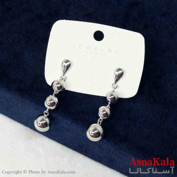 گوشواره استیل مینیمال زنانه مدل گوی نقره ای کد GSH151121W