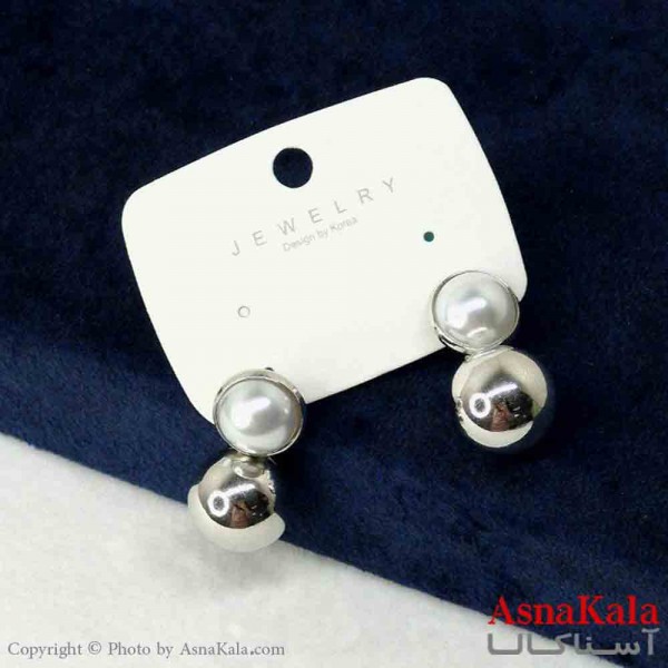 گوشواره استیل مینیمال زنانه مدل گوی مرواریدی کد GSH151122W