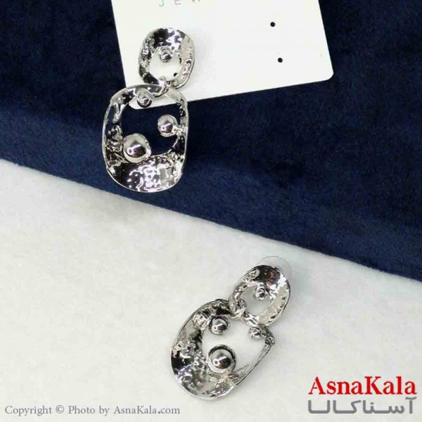 گوشواره استیل مینیمال زنانه مدل دفرمه نقره ای کد GSH151124W