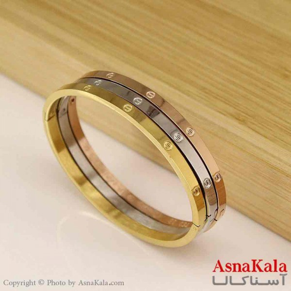 بنگل مینیمال دخترانه استیل 316 مدل کارتیر فلزی 4میل  کد DSB18810W