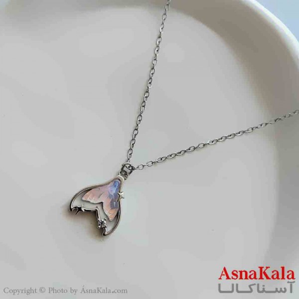 گردنبند زنانه استیل مینیمال مدل دم وال رنگی کد GNB161360W