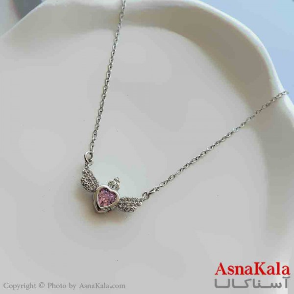 گردنبند زنانه استیل مینیمال مدل قلب بالدار کد GNB161364W