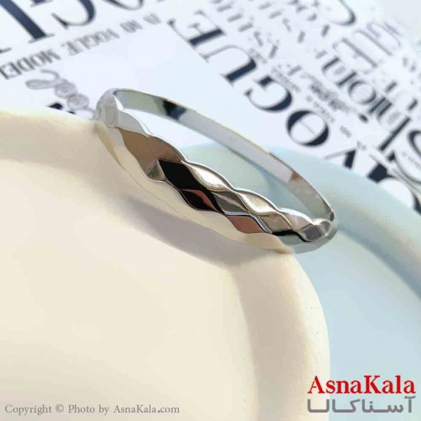 بنگل مینیمال دخترانه ژوپینگ مدل چند ضلعی نقره ای کد DSB18835W