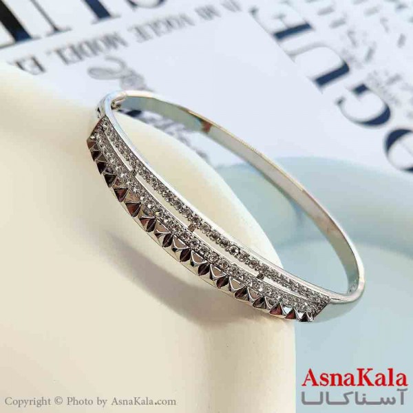 بنگل مینیمال دخترانه ژوپینگ مدل دولاین نقره ای کد DSB18838W